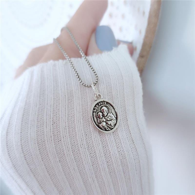 PINGENTE PRATA 925 MEDALHA SÃO JOSÉ 1,4 CM