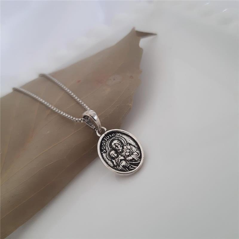 PINGENTE PRATA 925 MEDALHA SÃO JOSÉ 1,5 CM