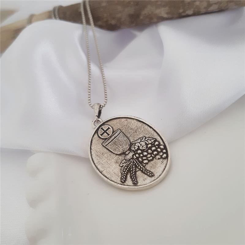 PINGENTE PRATA 925 MEDALHA SÃO PADRE PIO 3 CM