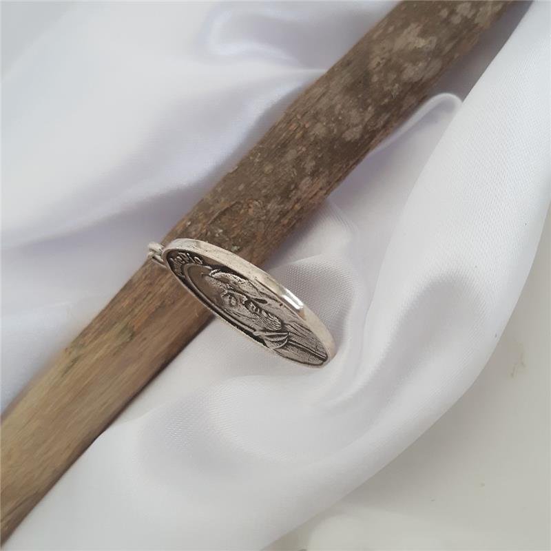 PINGENTE PRATA 925 MEDALHA SÃO PADRE PIO 3 CM