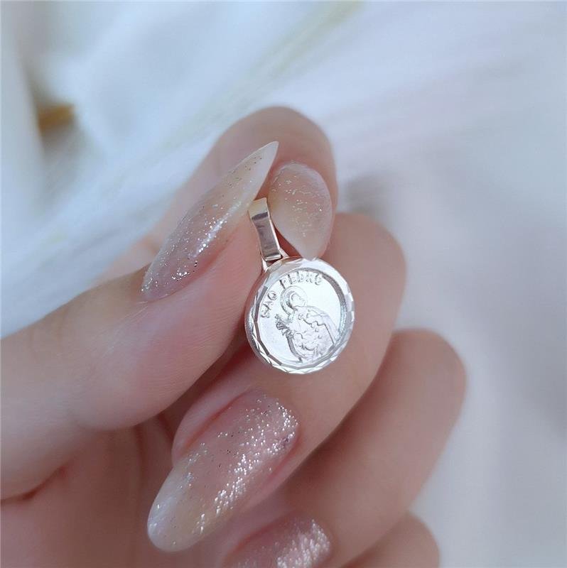 PINGENTE PRATA 925 MEDALHA SÃO PEDRO