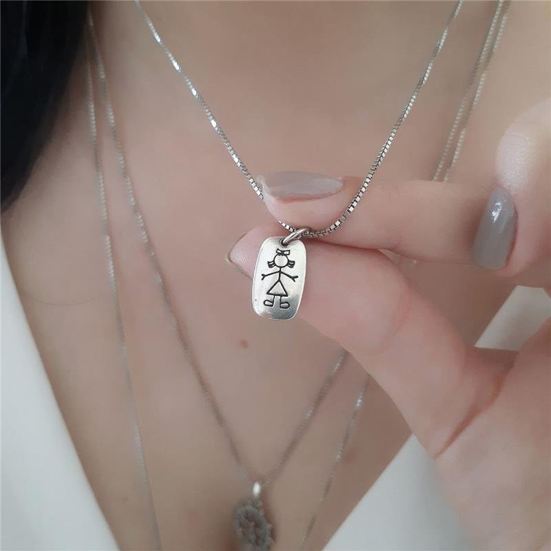 PINGENTE PRATA 925 MENINA PLAQUINHA 