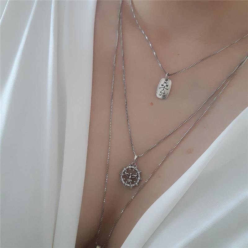 PINGENTE PRATA 925 MENINA PLAQUINHA 