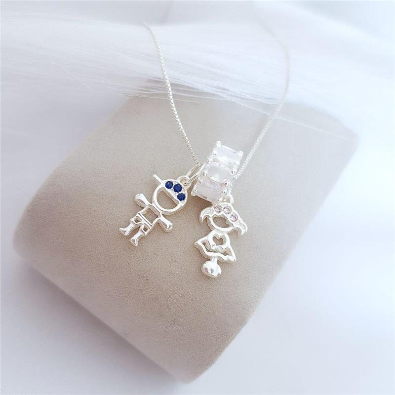 PINGENTE PRATA 925 MENINA VAZADO CRAVEJADO MICROZIRCÔNIA ROSA 