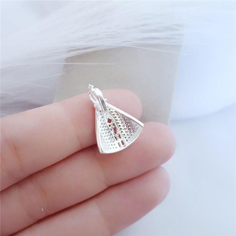 PINGENTE PRATA 925 NOSSA SENHORA APARECIDA CRAVEJADA MICROZIRCÔNIAS AZUIS