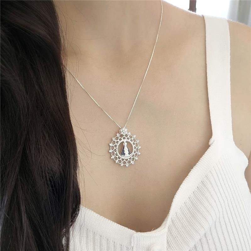 PINGENTE PRATA 925 NOSSA SENHORA APARECIDA REDONDO BABADO