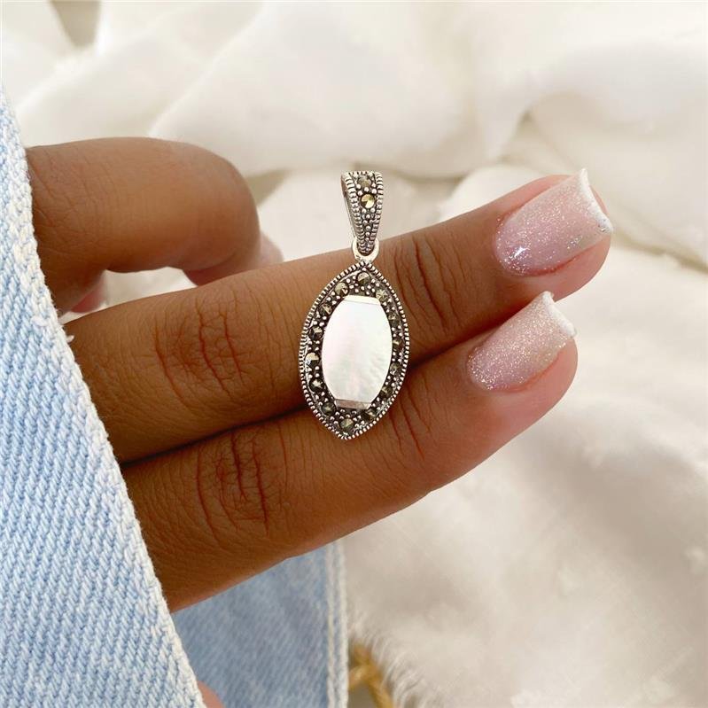 PINGENTE PRATA 925 OLHO COM PEDRA NATURAL