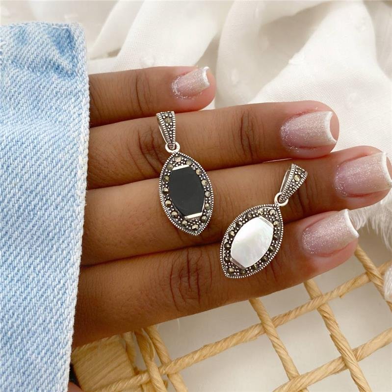 PINGENTE PRATA 925 OLHO COM PEDRA NATURAL