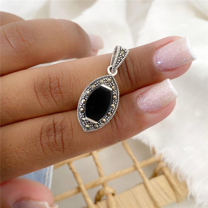 PINGENTE PRATA 925 OLHO COM PEDRA NATURAL