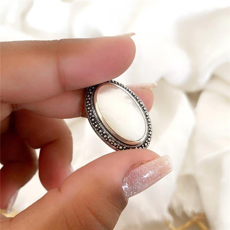 PINGENTE PRATA 925 OVAL COM PEDRA NATURAL