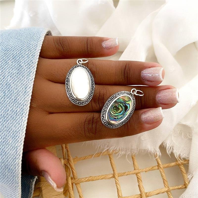 PINGENTE PRATA 925 OVAL COM PEDRA NATURAL