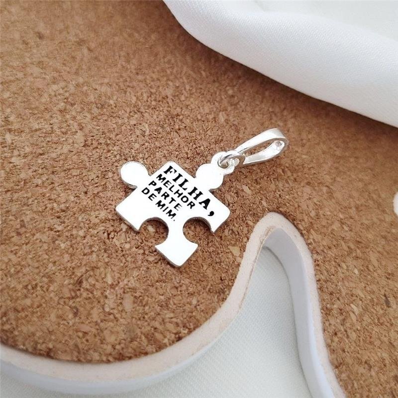 PINGENTE PRATA 925 PEÇA QUEBRA-CABEÇA FILHA MENINA