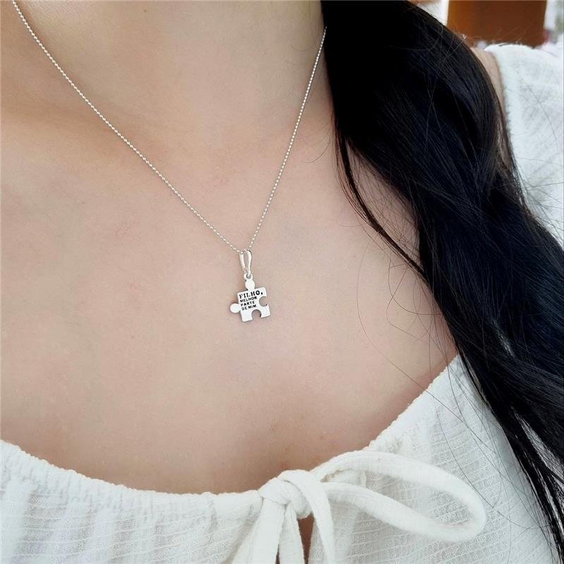 PINGENTE PRATA 925 PEÇA QUEBRA-CABEÇA FILHO MENINO