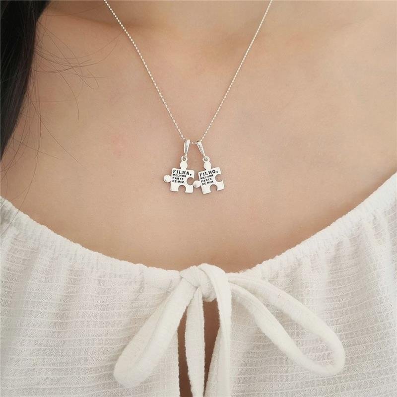 PINGENTE PRATA 925 PEÇA QUEBRA-CABEÇA FILHO MENINO