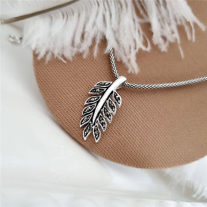 PINGENTE PRATA 925 RAMO FOLHAS CRAVEJADA