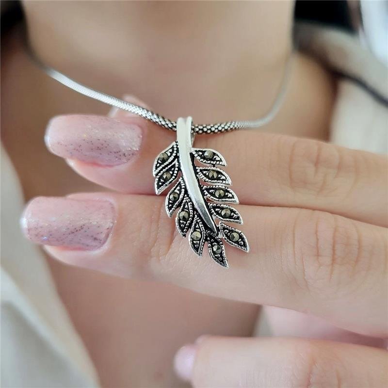 PINGENTE PRATA 925 RAMO FOLHAS CRAVEJADA