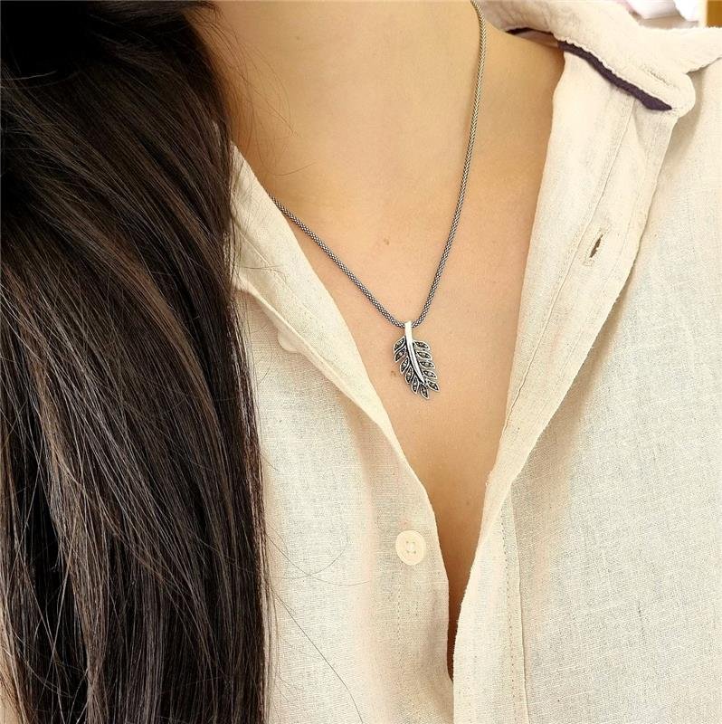 PINGENTE PRATA 925 RAMO FOLHAS CRAVEJADA