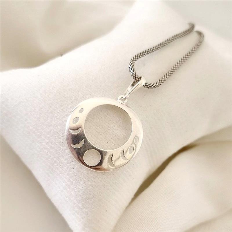 PINGENTE PRATA 925 REDONDO FASES DA LUA