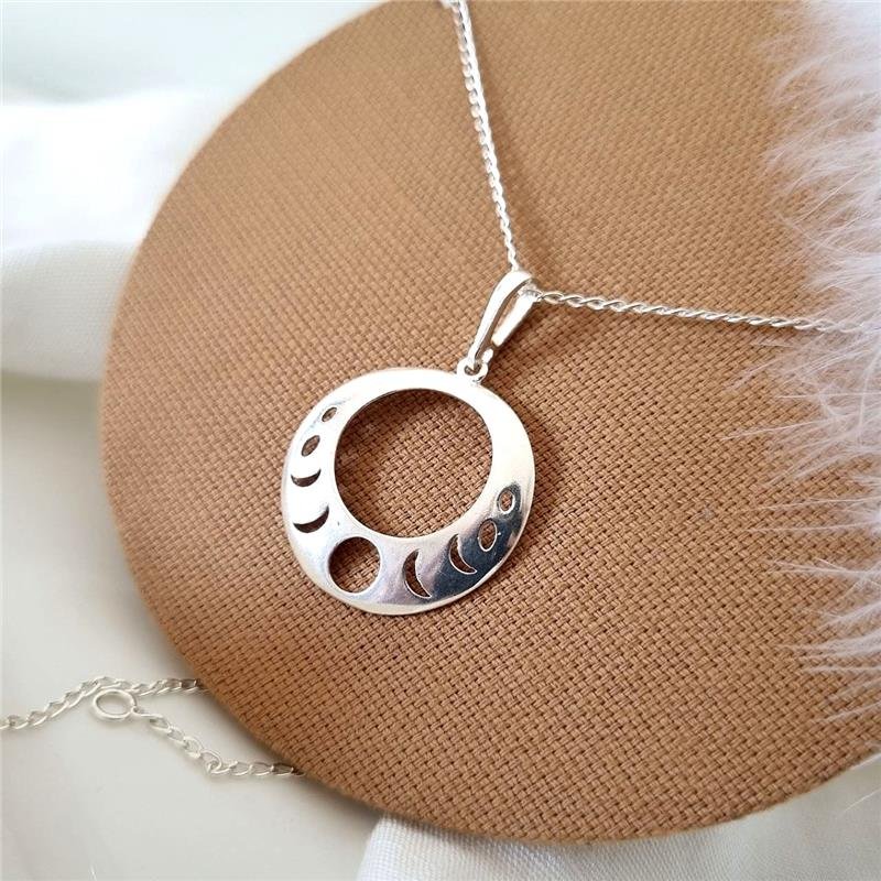 PINGENTE PRATA 925 REDONDO FASES DA LUA