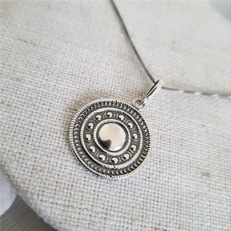 PINGENTE PRATA 925 REDONDO TRABALHADO COM CÍRCULOS