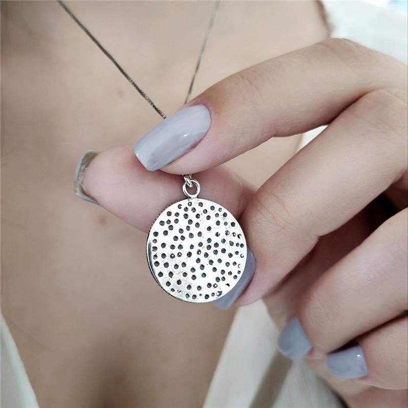 PINGENTE PRATA 925 REDONDO TRABALHADO COM CÍRCULOS