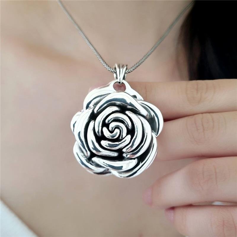 PINGENTE PRATA 925 ROSA GRANDE