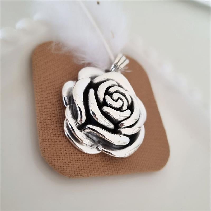 PINGENTE PRATA 925 ROSA GRANDE