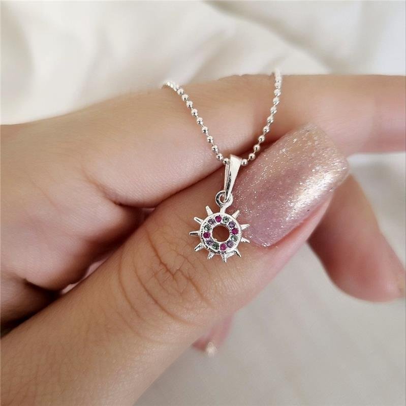 PINGENTE PRATA 925 SOLZINHO PEDRAS COLORIDAS