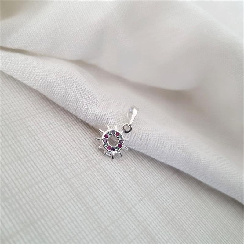 PINGENTE PRATA 925 SOLZINHO PEDRAS COLORIDAS