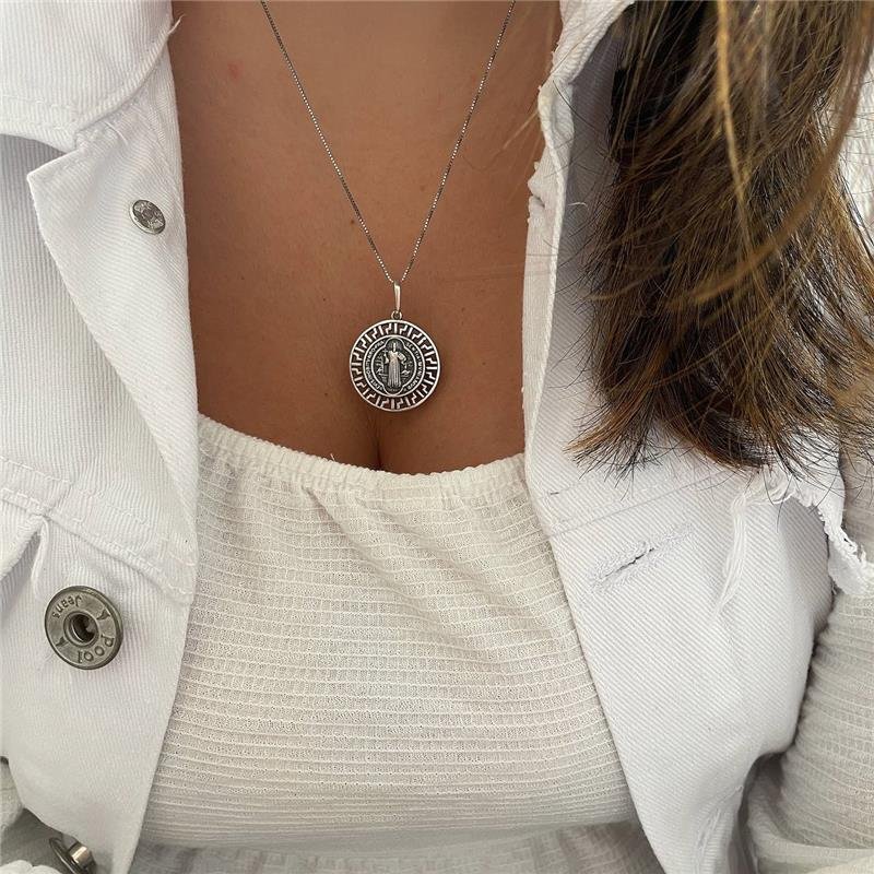 PINGENTE PRATA BALI 925 MEDALHA DE SÃO BENTO