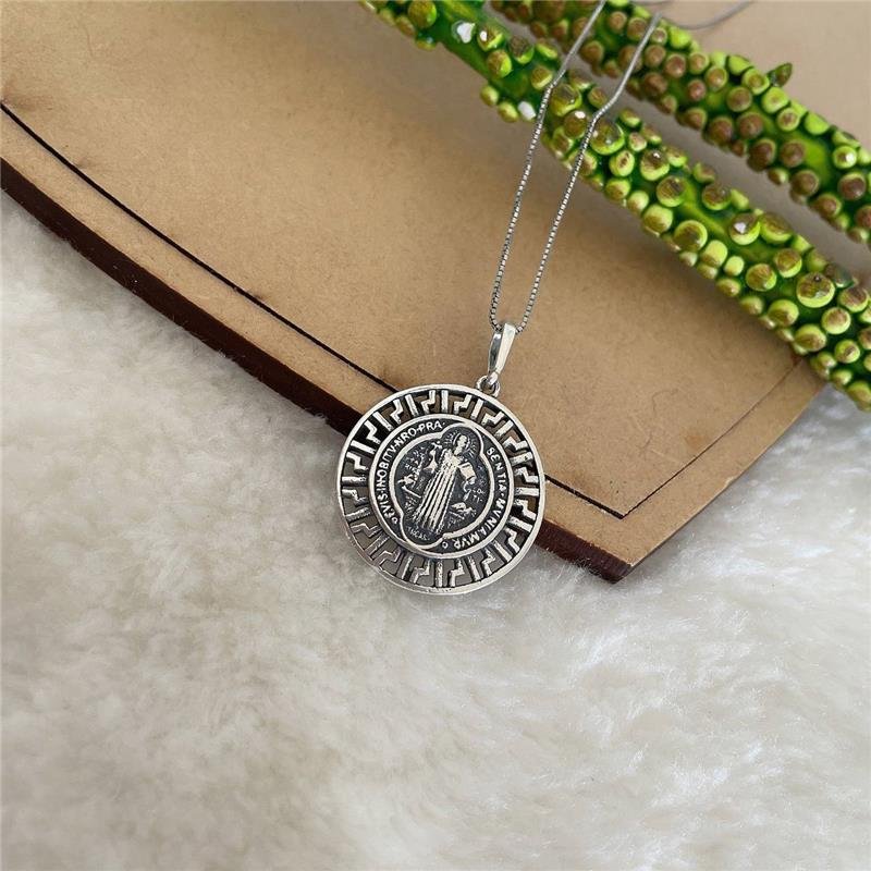 PINGENTE PRATA BALI 925 MEDALHA DE SÃO BENTO