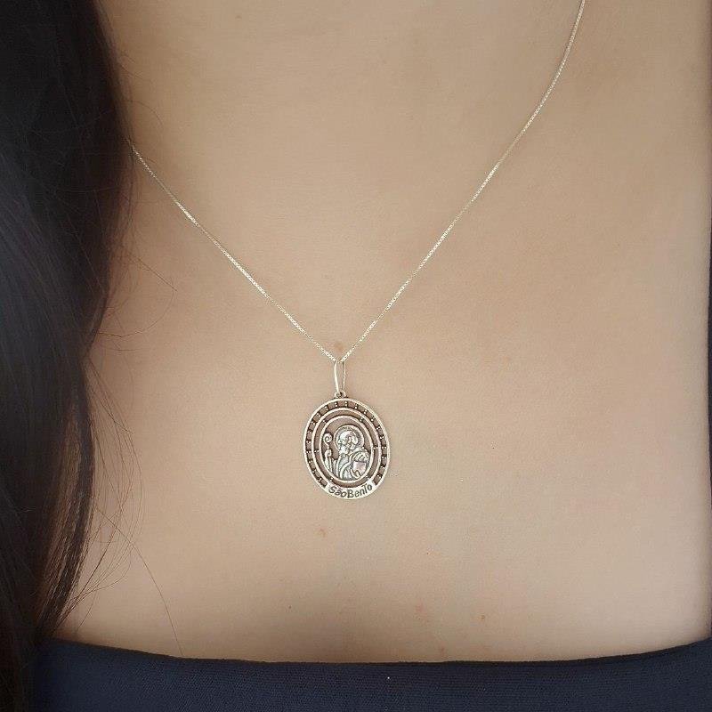 PINGENTE PRATA BALI 925 MEDALHA SAO BENTO