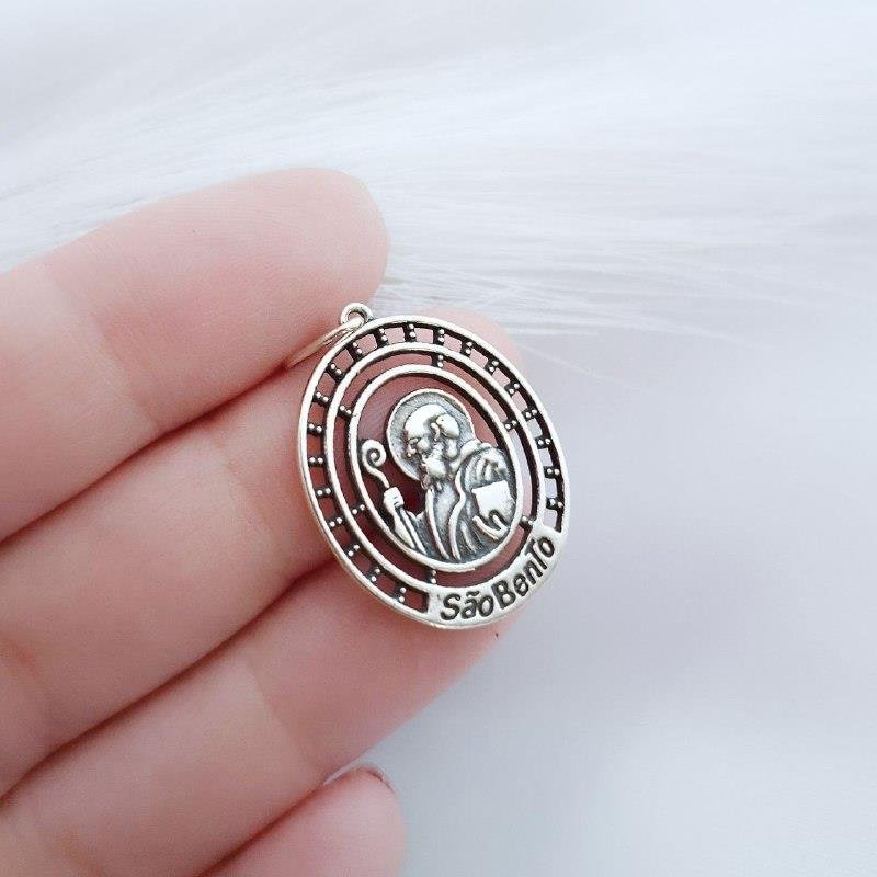 PINGENTE PRATA BALI 925 MEDALHA SAO BENTO
