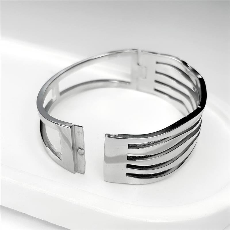PULSEIRA AÇO INOX BRACELETE CINCO LINHAS ONDULADAS 