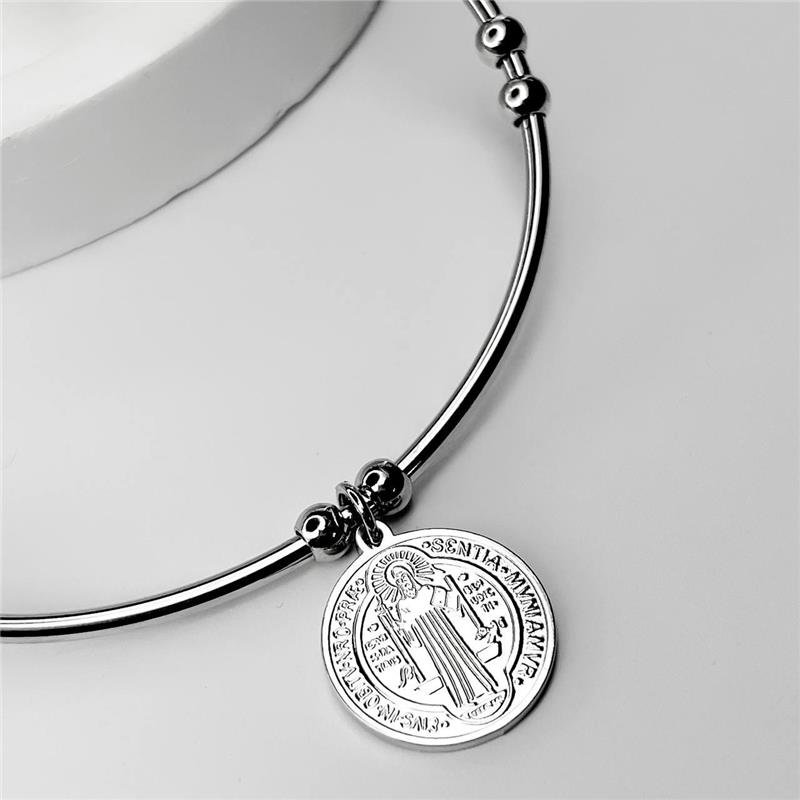 PULSEIRA AÇO INOX BRACELETE MEDALHA SÃO BENTO