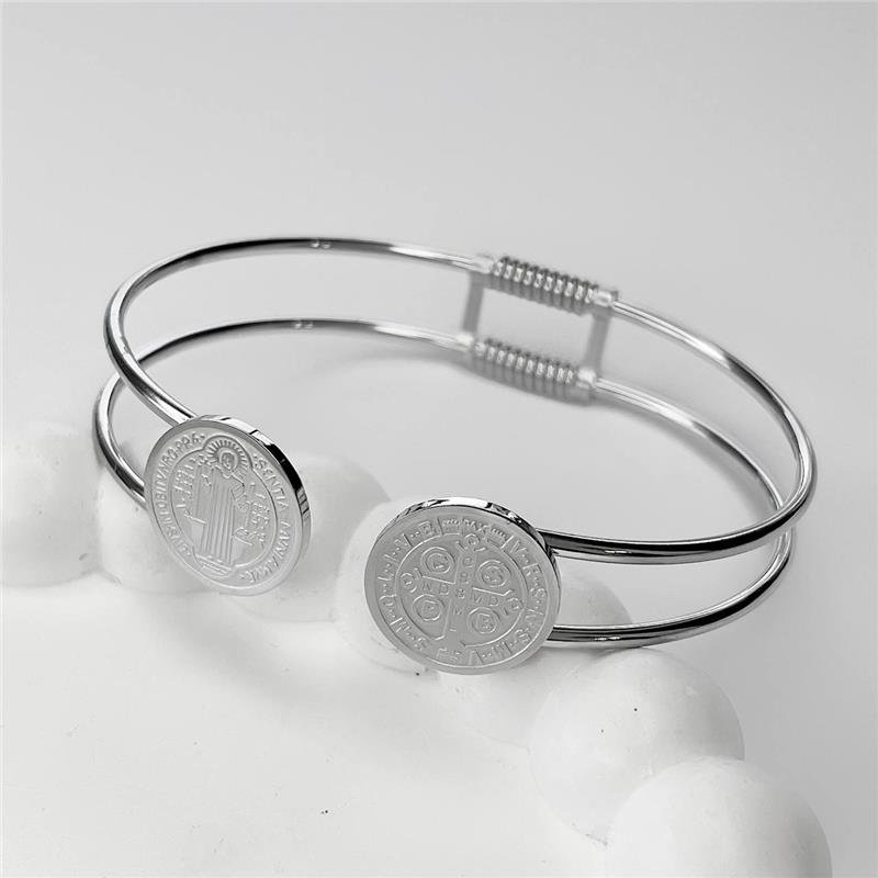 PULSEIRA AÇO INOX BRACELETE MEDALHA SÃO BENTO