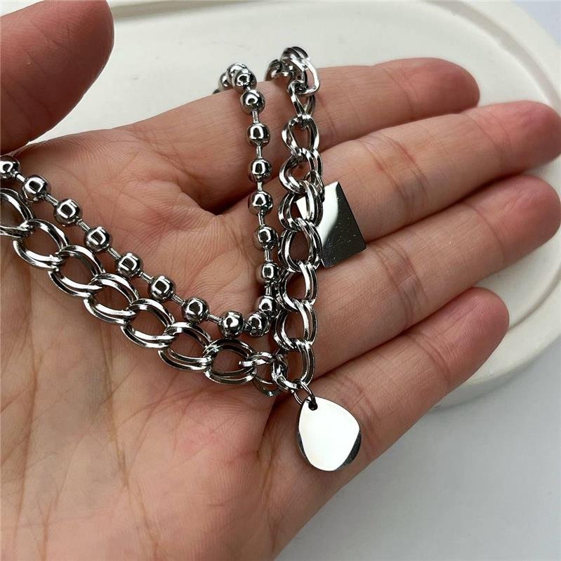 PULSEIRA AÇO INOX DUPLA BOLINHAS E ELOS PLACAS PERSONALIZÁVEIS