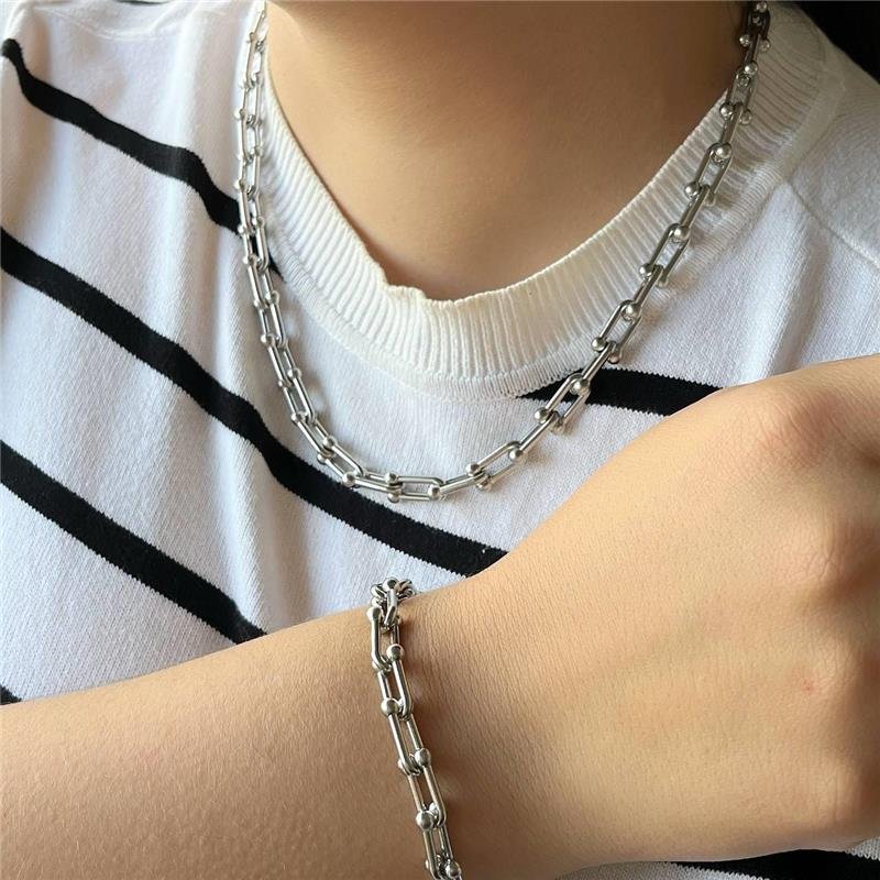 PULSEIRA AÇO INOX ELOS COM BOLINHAS