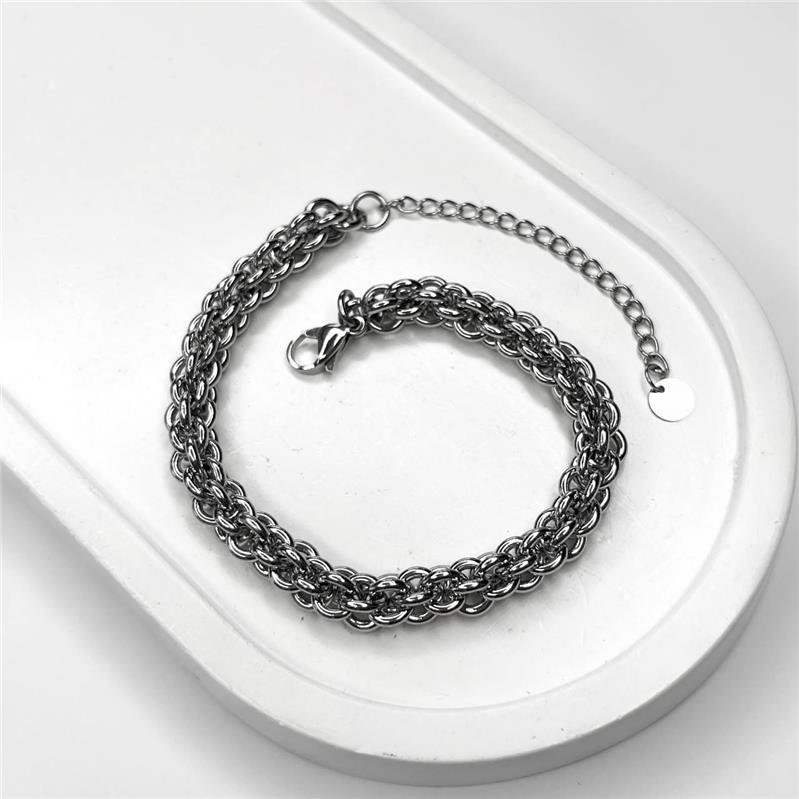 PULSEIRA AÇO INOX ELOS CORRENTE TRANÇADA