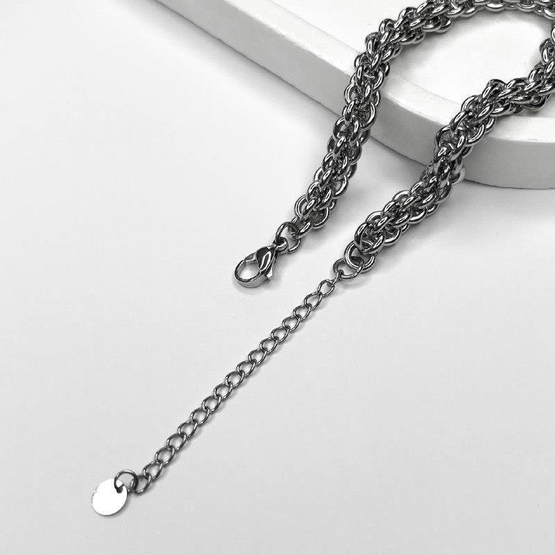 PULSEIRA AÇO INOX ELOS CORRENTE TRANÇADA