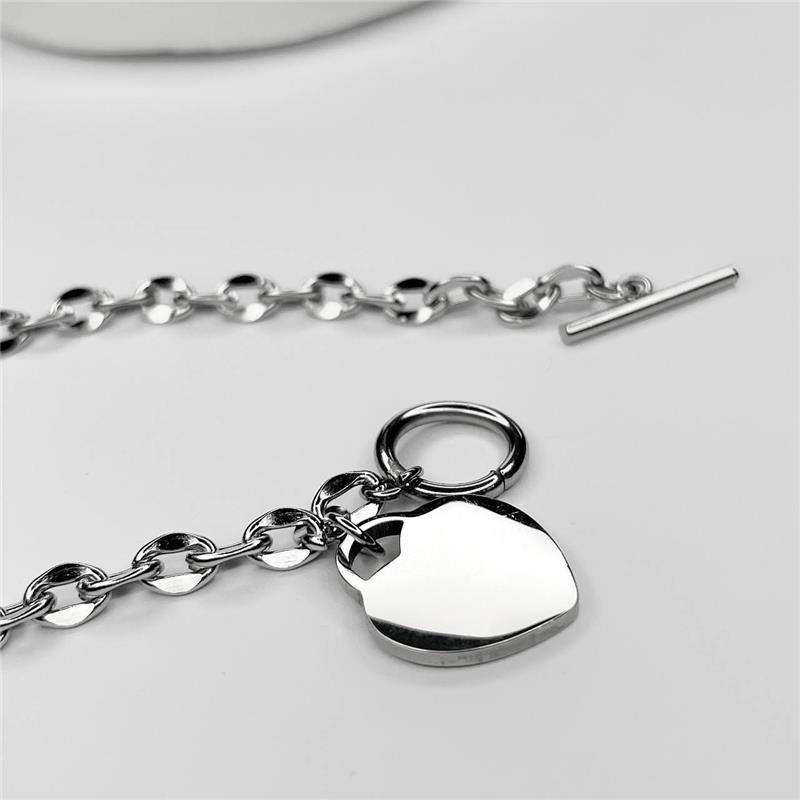 PULSEIRA AÇO INOX ELOS FECHO ENCAIXE CORAÇÃO