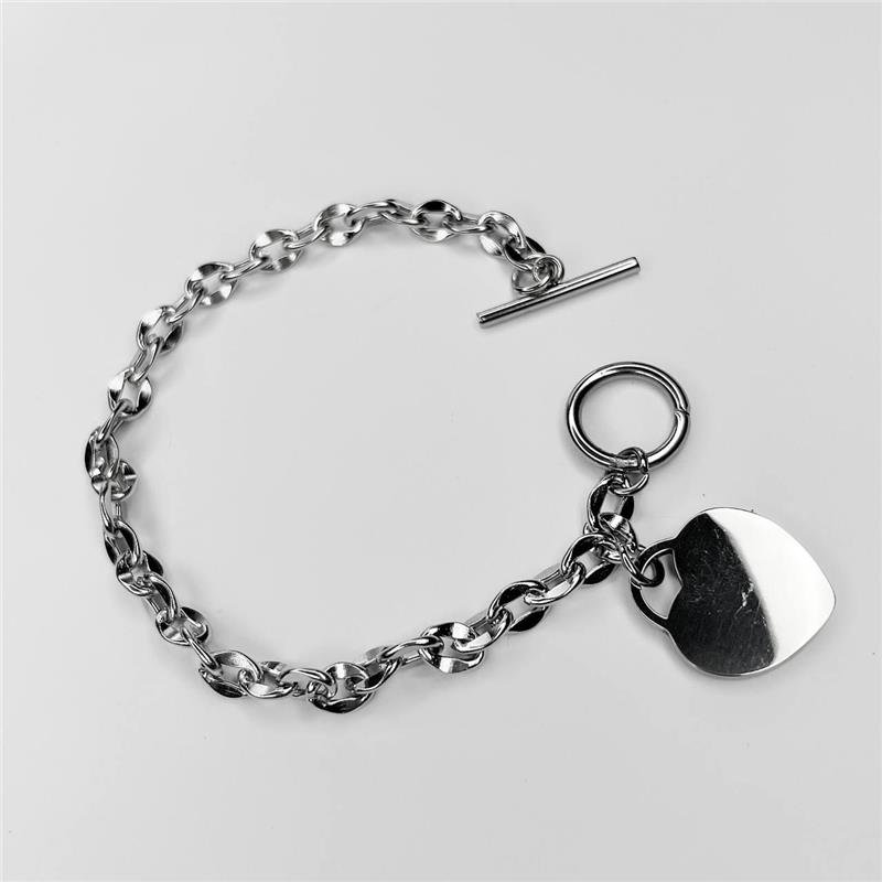 PULSEIRA AÇO INOX ELOS FECHO ENCAIXE CORAÇÃO