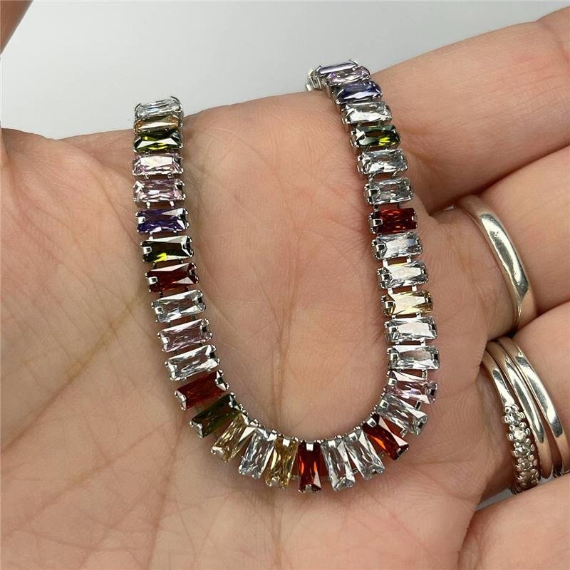 PULSEIRA AÇO INOX RIVIERA ZIRCÔNIAS COLORIDAS