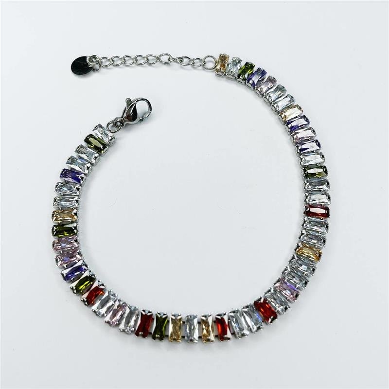 PULSEIRA AÇO INOX RIVIERA ZIRCÔNIAS COLORIDAS