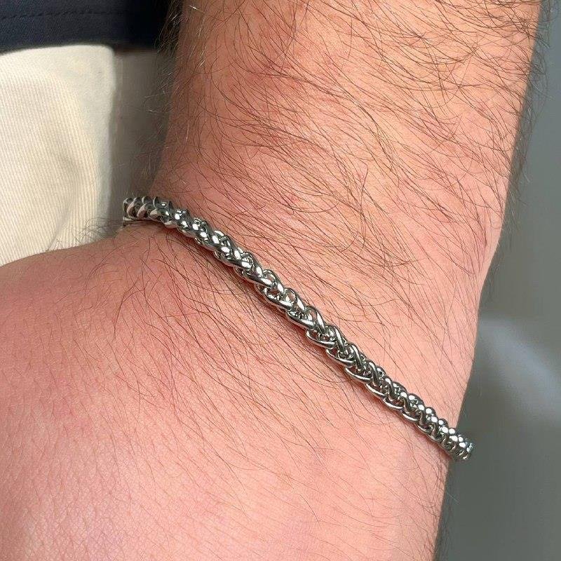 PULSEIRA AÇO INOX TRANÇADA MASCULINA