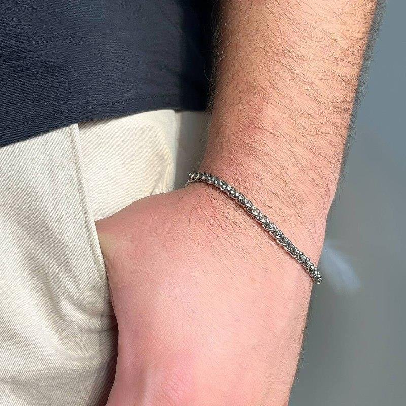 PULSEIRA AÇO INOX TRANÇADA MASCULINA