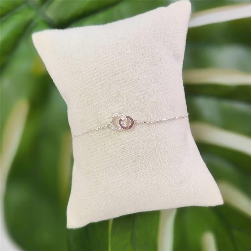 PULSEIRA PRATA 925 2 CIRCULOS LISO/ CRAVEJADO