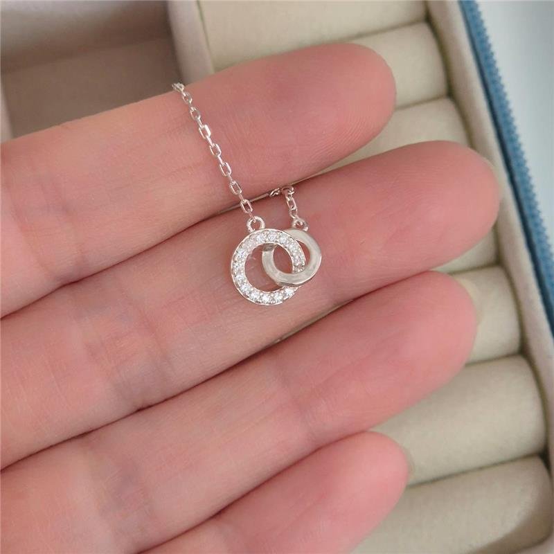 PULSEIRA PRATA 925 2 CIRCULOS LISO/ CRAVEJADO