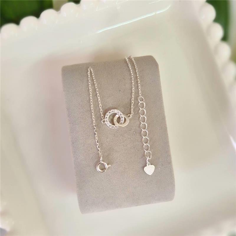 PULSEIRA PRATA 925 2 CIRCULOS LISO/ CRAVEJADO