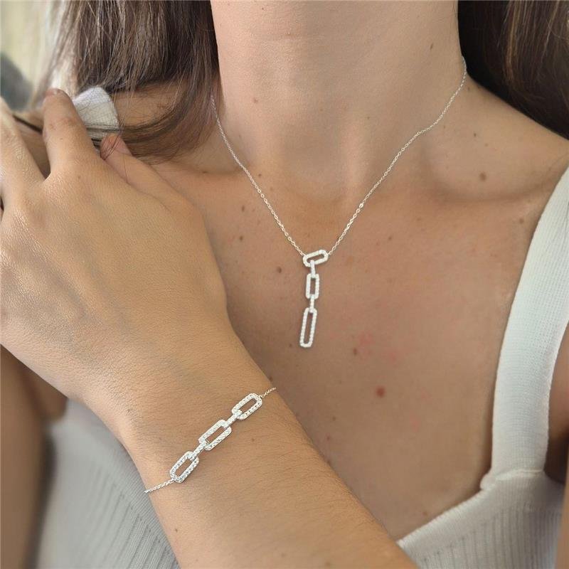 PULSEIRA PRATA 925 3 ELOS ZIRCÔNIA